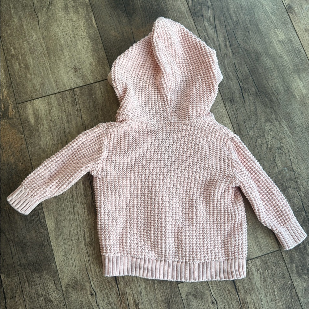 NORDSTROM Pink Knit Hooded Cardigan for Baby - 6 Months - Picture 3 of 3
